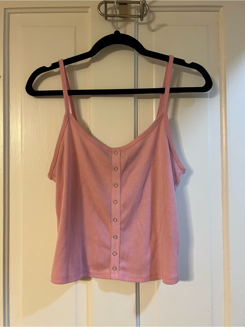Elle Light Pink Button-Front Spaghetti Strap Camisole